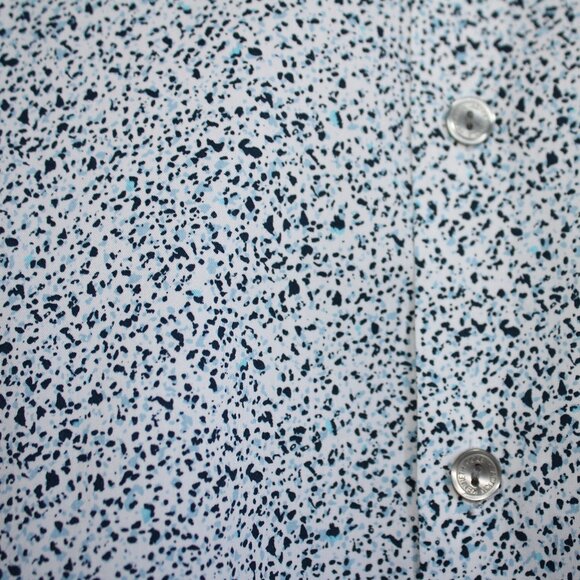 Reaction Kenneth Cole Long Sleeve Button Up White Blue Splatter Slim Fit Large - Picture 4 of 9